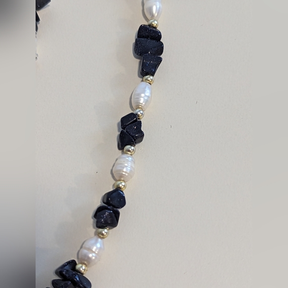 Vintage Baroque Pearl Blue Goldstone & Murano Glass Pendant Necklace & Earrings - Picture 6 of 9